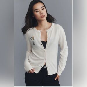 LINGUA FRANCA women’s EMBROIDERED 100% CASHMERE CARDIGAN SWEATER Sz S NWT